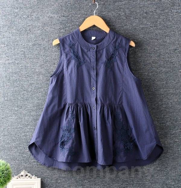 ノースリーブ ブラウス レディース トップス 春夏 ティアード チュニック Aライン 袖なし ノーカラー シンプル カジュアル 夏 白 花柄 刺繍 おしゃれ 大人可愛い ホワイト ネイビー 20代 30代 40代 km