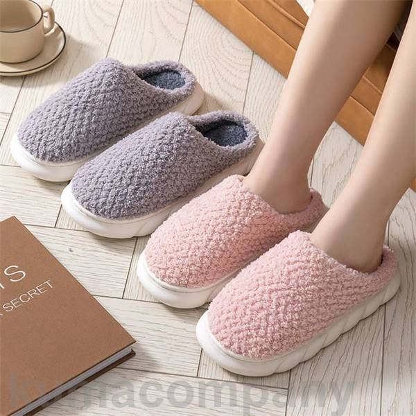 ルームシューズ 暖かい 冬用 スリッパ レディース メンズ 滑り止め 厚底 シンプル 無地 来客 室内履き ..
