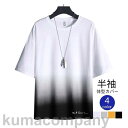 Tシャツ メンズ 半袖 グラデーション Tシャツ クルーネック トップス 夏 サマー おしゃれ メンズファッション 五分袖 配色