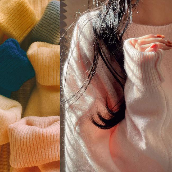 ニットセーター レディース ふんわり ニット ウール混 暖かい セーター シンプル クルーネック ゆったり ニットトップス 長袖 秋冬 プレゼント