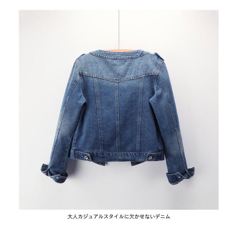 デニムジャケット レディース Gジャン デニム ジャケット ショート丈 ショートジャケット 長袖 ライトアウター クラッシュデニム バレンタイン 2023 プレゼント 3
