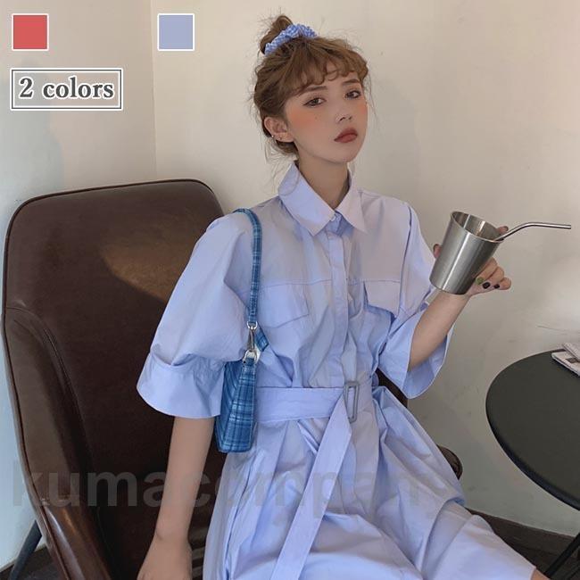 シャツワンピ レディース ワンピース 半袖 ショートワンピ ゆったり シャツ 半袖ワンピース ロングシャツ シャツワンピース ショート丈 送料無料