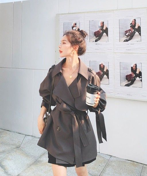 トレンチコート ショート レディース トレンチ ショートコート 春 秋 アウター シンプル きれいめ カジュアル ウエストマーク 通勤 ウエストベルト スプリ