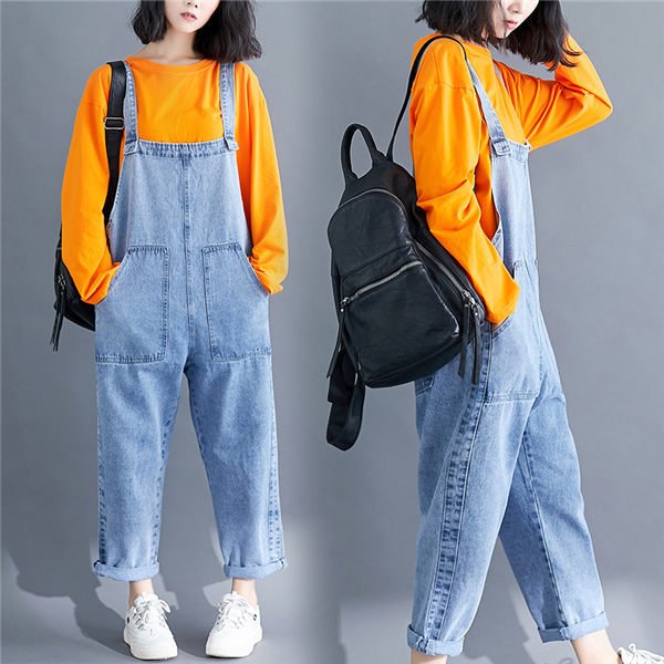 THOM WILLS サロペットデニムパンツ レディース テーパードパンツ サルエルパンツ ウォッシュ加工 きれいめ 体型カバー ゆったり バレンタイン 2023 プレゼント