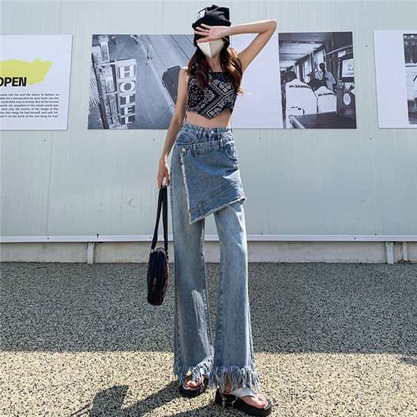 ガウチョパンツ ワイドデニムパンツ レディース デニム パンツ 美脚 脚長 個性 ジーンズ ガウチョパンツ ロングパンツ 長ズボン バレンタイン 2023 プレゼント