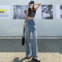 ガウチョパンツ ワイドデニムパンツ レディース デニム パンツ 美脚 脚長 個性 ジーンズ ガウチョパンツ ロングパンツ 長ズボン バレンタイン 2023 プレゼント