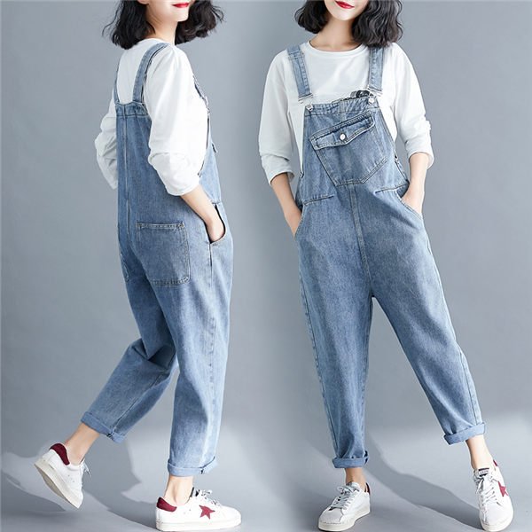 サロペットデニムパンツ レディース オーバーオール ロング丈 サルエルパンツ ジーパン 体型カバー ゆったり 春夏 バレンタイン 2023 プレゼント