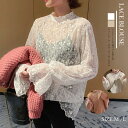 レースブラウス 長袖 レディース プチハイネック シアートップス シースルー オシャレ セクシー プルオーバー 韓国風 きれいめ バレンタイン 2023 プレゼント