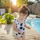 キッズ水着 子供水着 女の子 水着 ワンピース 夏 可愛い 海辺 ビーチ 温泉 日焼け防止 ドット お姫 フレア 体型カバー UVカット 海辺 潜水 韓国風 バ...