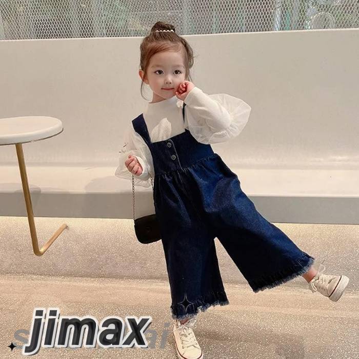 デニムオーバーオール キッズ 女の子 ストレッチ 赤ちゃん ベビー オーバーオール サロペット コーデ レイヤード コットン 綿 春 秋 冬 デニムパンツ ワイドパンツ 70/80/90/100/110/120/130/140cm