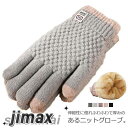 手ぶくろ レディース 裏起毛 厚手 ニット 防寒 防風 スマホ対応 暖かい グローブ タッチパネル あったか モコモコ スマホ 手袋 通勤 自転車 アウトドア 無地 シンプル おしゃれ ピンク 黒 グレー