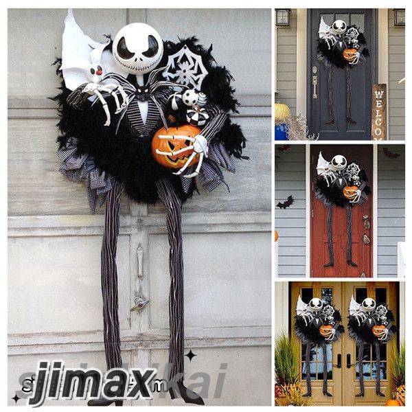 10/5迄MAX1000円OFF！ ハロウィーン 花輪 リース ハロウィンリース 正面玄関の飾り 壁掛け ハロウィン壁掛け ドアリース 飾り 玄関 壁掛フラワー ぶら下げ飾り パーティー 屋内屋外家 面白い 飾り 脚の姿調節可能 クリスマスツリー 壁 窓 部屋 飾り付け
