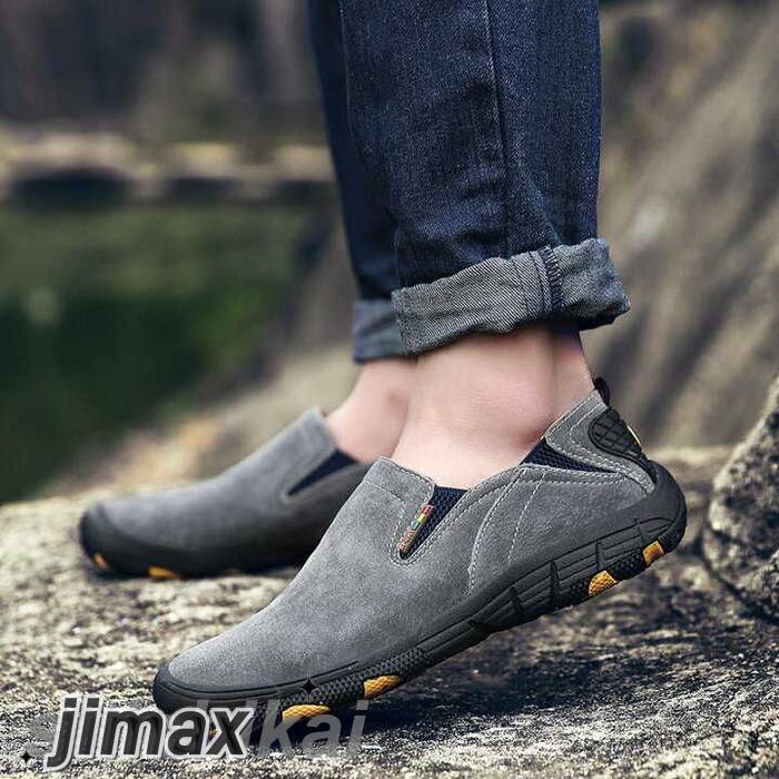 スリッポントレッキングシューズメンズ登山靴メンズスニーカーかかとが踏めるウォーキングシューズレザーアウトドア靴登山靴軽量ドライビング靴