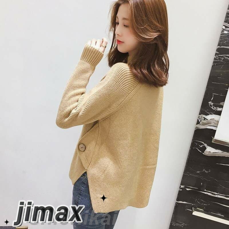 ニットセーター レディース 40代 秋冬 セーター 丸首 トップス 長袖 ニットソー 無地 スリットセーター 韓国風 ミドル丈 ニット ゆったり セーター30代/50代 4色