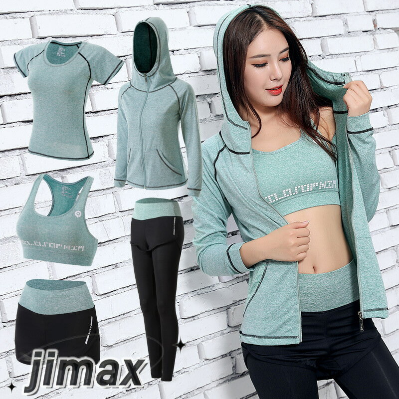 レディース 5点セット 5色 バーストポーツウェア ランニングウェア ウォーキング ヨガウェア ジム 吸汗 速乾 大きいサイズ ホワイトデー プレゼント 母の日