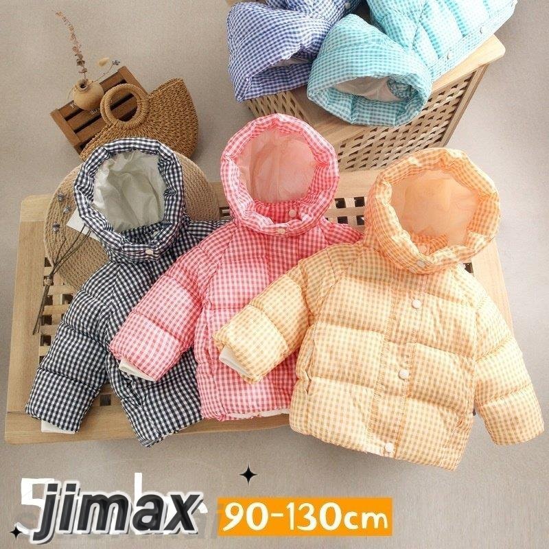ダウン風ジャケット 中綿入りジャケット ジップアップ 前ボタン フード付き キッズ ベビー 子供 女の子 男の子 アウター 上着 防寒 寒さ対策 暖か ホワイトデー プレゼント