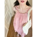 レディース サスペンダーワンピース ゆったり 着痩せ 無地 大きい裾 スカート プリーツ ノースリーブ 肩丈スカート Aラインスカート