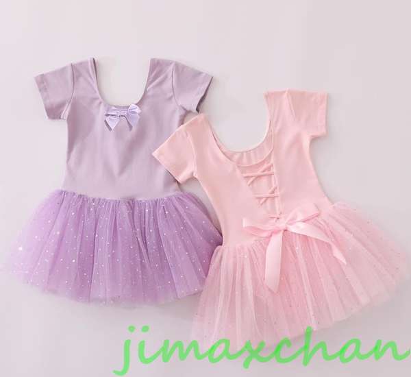 サマー　ワンピース　女の子 レオタード バレエ 演出 体操 発表会 ダンス衣装 キッズ　ジュニア ダンスウェア レッセン着 ダンスウェア 児童　表演服　練習 長袖