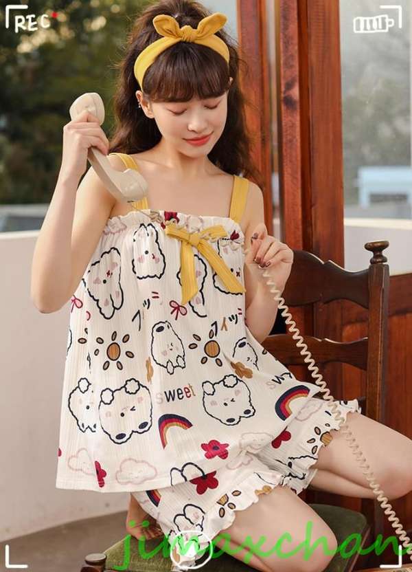 サマー　中袖　夏用　ルームウェア 韓国風 上下セット レディース ったり お揃い 寝巻き ルームウェア 可愛いパジャマ 春 夏 部屋着 ルームウエア おしゃれ