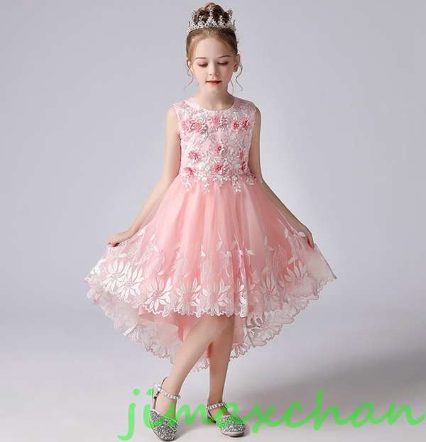 10/5迄MAX1000円OFF！ サマー　/110-160cm 子供服 女の子ワンピース ドレス　カラードレス　フラワーガール　　丸首　花編　演出　お嫁さん/ピアノ 発表会?結婚式?七五三