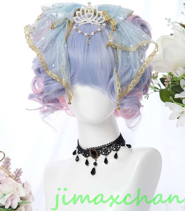 サマー　長32cm/変装　Lolita系　ウィッグ ロリータ 原宿風 かつら 前髪 レディース コスプレウィッグ 耐熱ウィッグ コスチューム 仮装 大人用