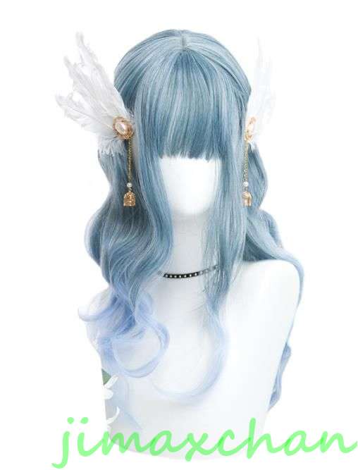 サマー 長53cm/変装 Lolita系 ウィッグ ロリータ 原宿風 かつら 前髪 レディース コスプレウィッグ 耐熱ウィッグ コスチューム 仮装 大人用