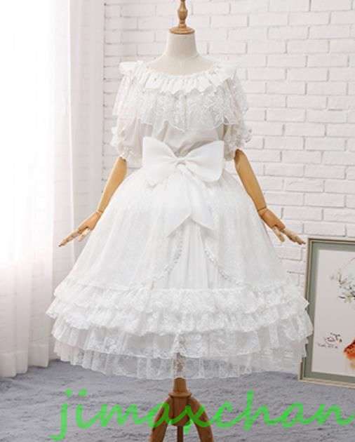 サマー　Lolita系　スカート　パニエ　ロリータ トップス 萌え レディース ゴスロリ ロリータファッション　変装　トップス　無地　ホワイト　ふわふわ　ブラック 78cm