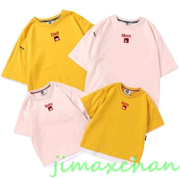 スーパーSALE10%off サマー　家族　親子ペア　親子お揃い　カップル　中袖　Tシャツ　ユニセックス　お..