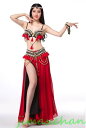 サマー 社交ダンス ベリーダンス衣装 フリンジ スパンコール クラーデション レディース 上下セット+ 腰巻き 3点セット 舞台風 演出