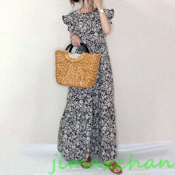 THOM WILLS ワンピース レディース ワンピース キレイめ 膝丈ワンピース 夏 半袖 シフォンワンピ 花柄 ロング丈ワン ピ オシャレ 通勤 着痩せ おしゃれ かわいい 30代　40代