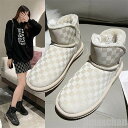 スノーブーツ ブーツ ウインターブーツ ショートブーツ チェック ブーティー 楽ちん レディース シューズ 靴 2色 裏起毛 秋冬もこもこ ラウンドトゥ 防滑 ...