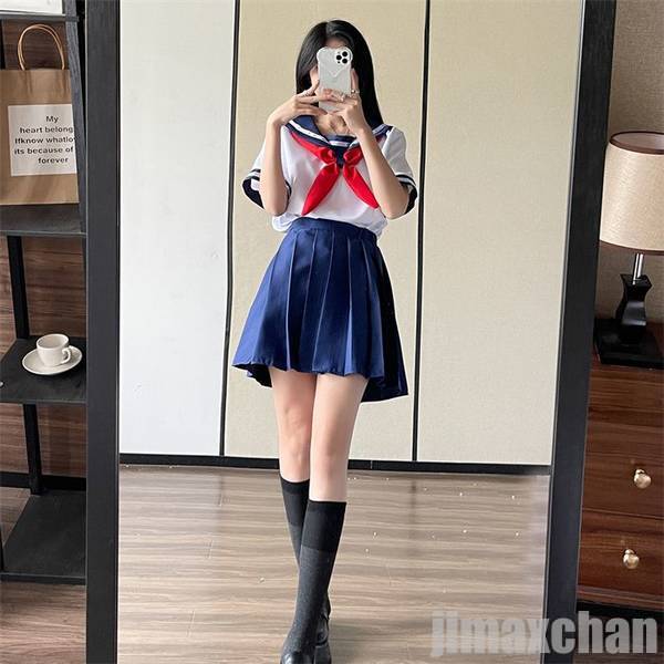 セーラー服 コスチューム 飾り付き リボン スカート トップス ショートスカート 半袖 文化祭 学園祭 コスプレ衣装 アニメ 可愛い 大人 シンプル おしゃれ ネイビー 学生服 少女風 きれい