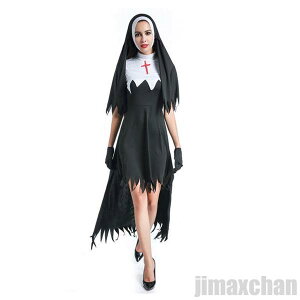ハロウィン衣装 コスプレ仮装 コスチューム マザー 修道院長 大人用 クリスマス衣装 短袖 レディース ゾンビ バンパイア シスター 修道女 女性 大人 変装 仮装 イベント