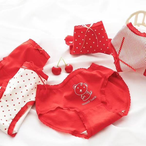 気楽 日本の母の日 6枚セット 虎年 厄払い レッド 赤 運勢 お祝い 母 女性 ショーツ 婦人 パンツ 赤い 下着 肌着 プレゼント しゃれもん サプライズ