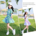 気楽 子ども服 セットアップ ジム ジャージ スウェット キッズ 夏tシャツ スカート キュロット 女の子 半袖 上下セット タイダイ 運動会 ダンス スポーツ...