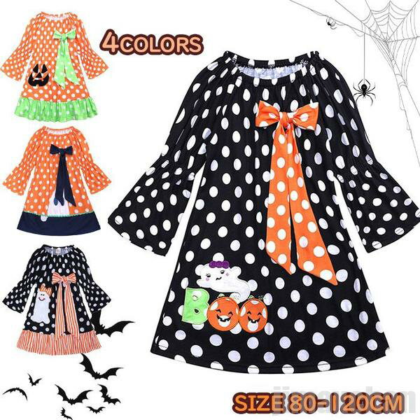 「楽天スーパーSALE 50%OFF」気楽 ハロウィン ベビー服 女の子 長袖 子供 ハロウィン仮装 ワンピース 長袖ワンピース ロング丈 子供着 ベビー 幼稚園 キッズ 子供 変身 お出かけ 保温 宴会 撮影 子供用のサムネイル