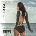 気楽 サーフィン ウェットスーツ 水着 レディース 上下セット セパレート 水着セット 2点セット 長袖トップス ショーツ ショートパンツ 上下別柄 セクシー 可愛い 小胸も安心