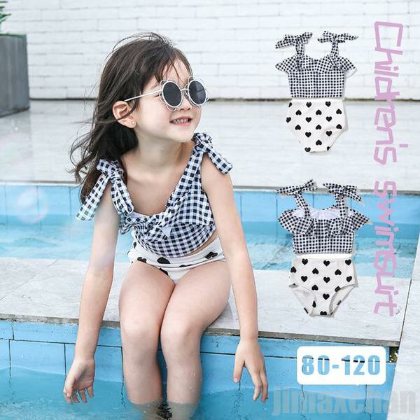 気楽 水着 女の子 女児 キッズ水着 キッズ スクール水着 ベビー水着 ノースリーブ セパレート 2点セット キャミソール ショーツ ひも付き ギャザー スクール 水遊び 上下別柄