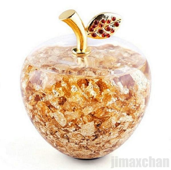 気楽 黄金のリンゴ 林檎 アップル Apple ゴールド 置物 風水 開運 ゴールデン グラスオブジェ　ゴールデンアップル　幸運アップル　専用ボックス付　金運　幸運林檎 幸せを呼ぶのサムネイル