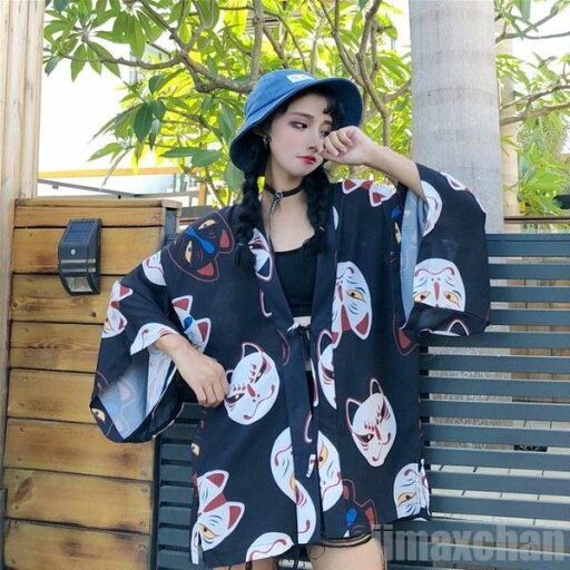 気楽 きつねのお面 法被 半纏 はんてん ハッピ 長半纏 半天 袢天 半被 鯉 お祭り衣装 大祭 祭禮 神輿 イベント ユニフォーム カーディガン