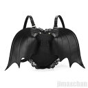 気楽 悪魔 リュックサック ブラック レース付き 蝙蝠 コウモリ 悪魔 羽根 羽 鞄 カバン ユニセックス 衣装 コスプレ 病みかわ ゴスロリ ロリータ 個性的...