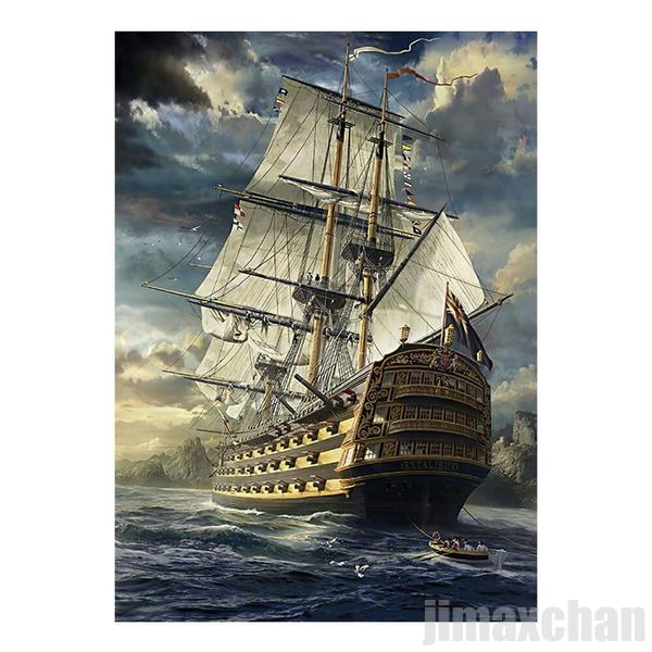 気楽 ジグソーパズル 船 海賊船 シップ 帆 1000ピース 海 航海 航路 舵 大砲 イギリス 海軍 知育玩具 知育 幼児 子供 教育 教材 はめこみ おもち...