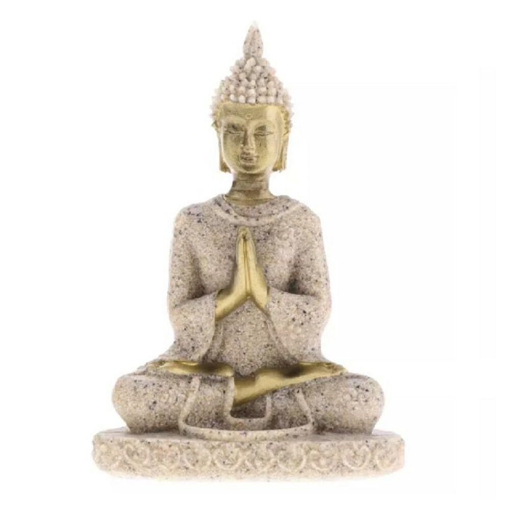 気楽 風水 仏像 座禅菩薩 観音像 石膏 ミニチュア 8.5cm 彫刻 仏具 観音様 唐金 置物 オブジェ インテリア 美術品 贈答品 仏教 寺 仏閣 神様 縁起物 置物 飾