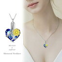 気楽 ネックレス ブルー ハート ひまわり 向日葵 遺骨ネックレス フラワー Flower ジュエリー チェーン付き アクセサリー メモリアルネックレス 火葬ネックレス 生活防水