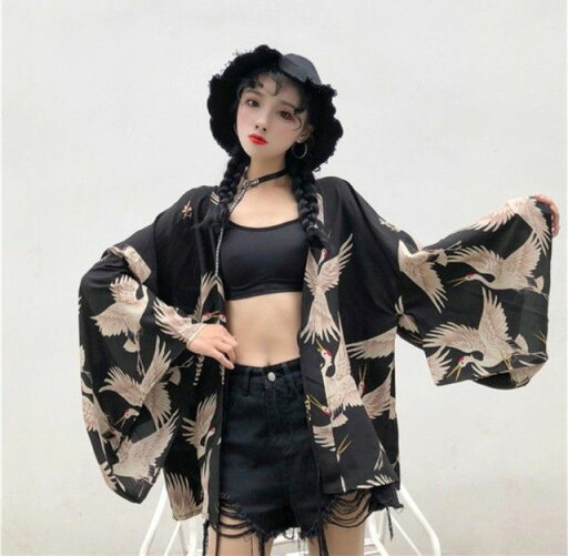 気楽 鶴 羽ばたき 法被 半纏 はんてん ハッピ 長半纏 半天 袢天 半被 鯉 お祭り衣装 大祭 祭禮 神輿 イベント ユニフォーム カーディガン