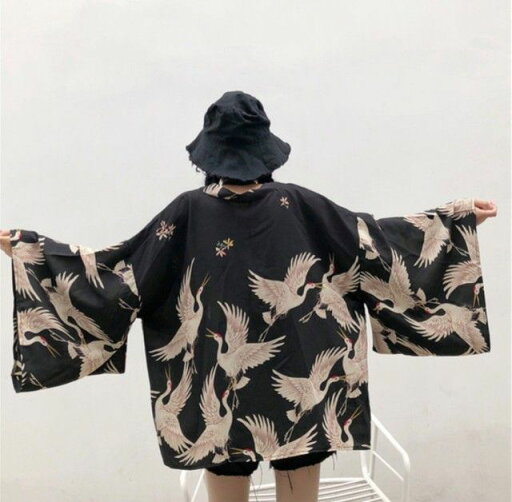 気楽 鶴 羽ばたき 法被 半纏 はんてん ハッピ 長半纏 半天 袢天 半被 鯉 お祭り衣装 大祭 祭禮 神輿 イベント ユニフォーム カーディガン