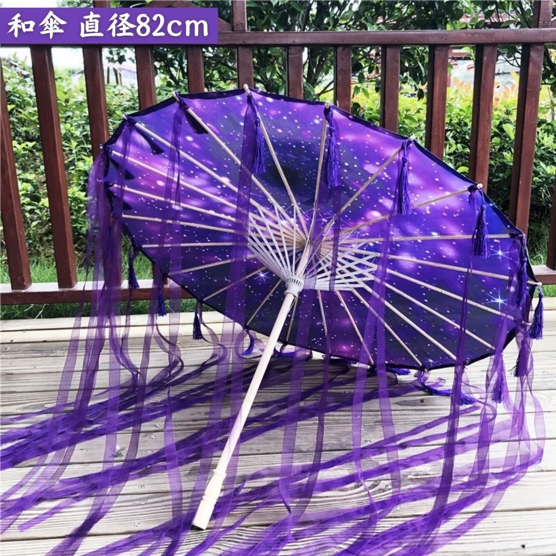 気楽 傘 和傘 紫 パープル ひらひら かさ 日傘専用 和風傘 かさ 木製 和風 和柄 レディース UVカット SNS 撮影用 アンブレラ ゴシック クラシック 日傘 婦人傘 パ