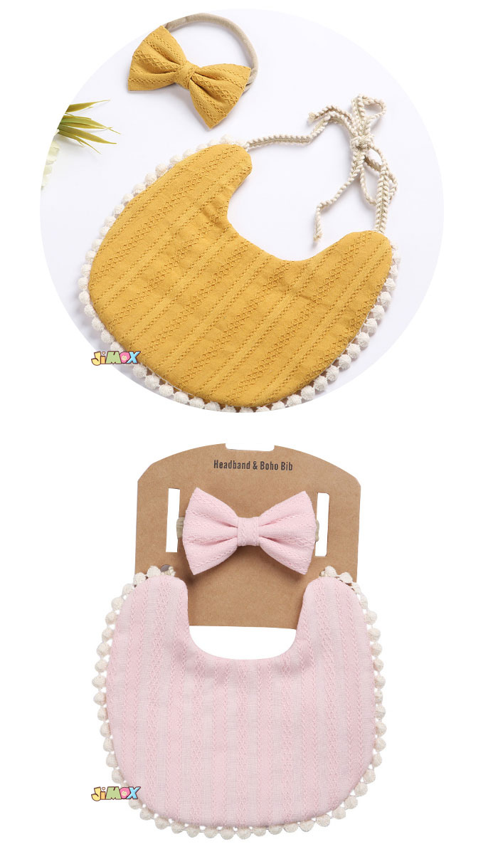 JIMAX楽天市場店の【即納】★Last1点、2,580円以上ご注文頂き、0円GET！★メール便送料無料「2点 セット」よだれかけ×ヘアゴム　ヘアアクセサリー　セット　スタイ スナップ　ベビースタイ 女の子/赤ちゃん よだれかけ　出産準備 出産祝い プレゼント ギフト/無地　花柄｜アングル3