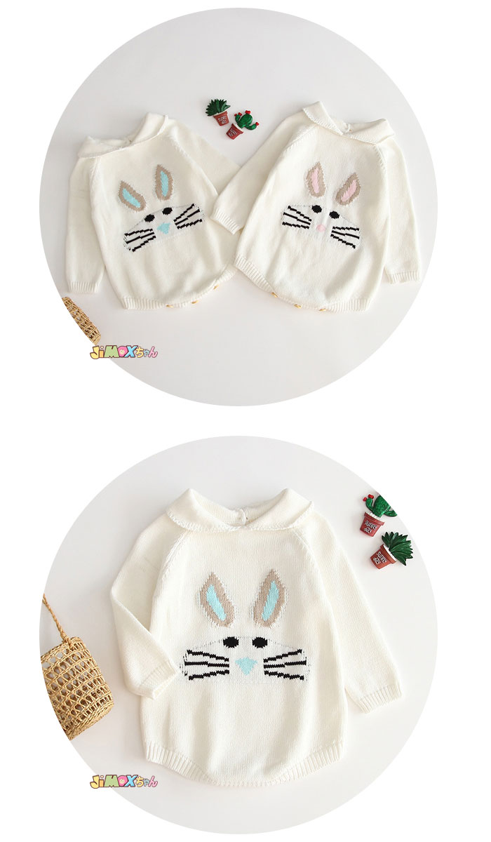 【即納】90cm/100cm「在庫処分」「メール便送料無料」1点まで対応可能 ベビーロンパース　ニット　猫柄　襟付き　女の子　オールインワン　ニット　簡単　春秋　ベビーオールインワン　ベビー服　子供服　女の子　長袖　可愛い　シンプル　新品