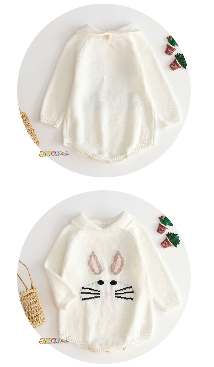 【即納】90cm/100cm「在庫処分」「メール便送料無料」1点まで対応可能 ベビーロンパース　ニット　猫柄　襟付き　女の子　オールインワン　ニット　簡単　春秋　ベビーオールインワン　ベビー服　子供服　女の子　長袖　可愛い　シンプル　新品